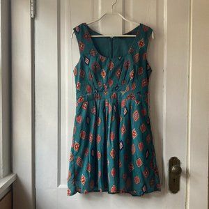 eshakti Ikat Print Georgette Pleated Maxi Dress